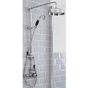 Milano - Elizabeth - Traditional Grand Rigid Riser with 2 Outlet Twin Exposed Thermostatic Mixer Shower Valve Round Rainfall Shower Head and Hand Milano - Elizabeth - Traditional Grand Rigid Riser with 2 Outlet Twin Exposed Thermostatic Mixer Shower Valve Round Rainfall Shower Head and Hand