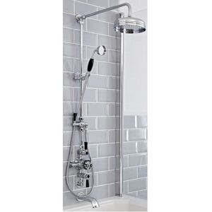 Milano - Elizabeth - Traditional Grand Rigid Riser with 3 Outlet Exposed Triple Thermostatic Shower Valve Round Rainfall Shower Head Hand Shower Milano - Elizabeth - Traditional Grand Rigid Riser with 3 Outlet Exposed Triple Thermostatic Shower Valve Round Rainfall Shower Head Hand Shower