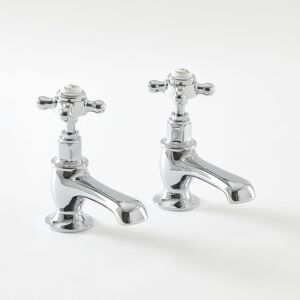 No Brand - Milano Elizabeth - Traditional Bathroom Basin Pillar Taps - Chrome & White (Crosshead Handles) No Brand - Milano Elizabeth - Traditional Bathroom Basin Pillar Taps - Chrome & White (Crosshead Handles)