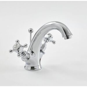 Milano - Elizabeth - Traditional Mono Basin Mixer Tap - Chrome & White (Crosshead Handles) Milano - Elizabeth - Traditional Mono Basin Mixer Tap - Chrome & White (Crosshead Handles)