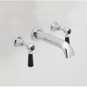 No Brand - Milano Elizabeth - Traditional Wall Mounted 3 Tap-Hole Bath Filler Tap - Chrome & Black (Lever Handles) No Brand - Milano Elizabeth - Traditional Wall Mounted 3 Tap-Hole Bath Filler Tap - Chrome & Black (Lever Handles)