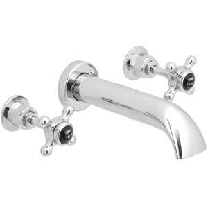 No Brand - Milano Elizabeth - Traditional Wall Mounted 3 Tap-Hole Bath Filler Tap - Chrome & Black (Crosshead Handles) No Brand - Milano Elizabeth - Traditional Wall Mounted 3 Tap-Hole Bath Filler Tap - Chrome & Black (Crosshead Handles)