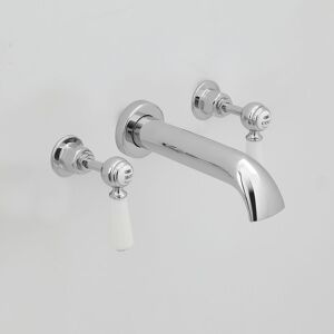 No Brand - Milano Elizabeth - Traditional Wall Mounted 3 Tap-Hole Bath Filler Tap - Chrome & White (Lever Handles) No Brand - Milano Elizabeth - Traditional Wall Mounted 3 Tap-Hole Bath Filler Tap - Chrome & White (Lever Handles)