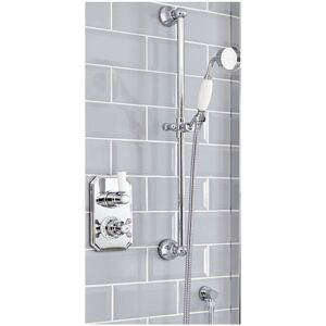 Milano Elizabeth - Traditional Twin Thermostatic Mixer Shower Valve and Riser Rail Kit with Hand Shower Handset Hose Riser Rail and Outlet Elbow - Chrome & Milano Elizabeth - Traditional Twin Thermostatic Mixer Shower Valve and Riser Rail Kit with Hand Shower Handset Hose Riser Rail and Outlet Elbow - Chrome &