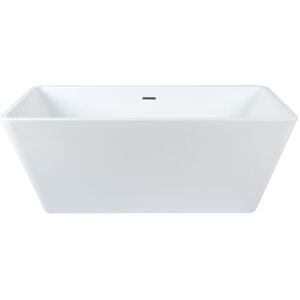 Elswick - Modern Bathroom 1615mm x 720mm Double Ended Freestanding Square Bath with Overflow and White Push Button Waste - Chrome Overflow - Milano Elswick - Modern Bathroom 1615mm x 720mm Double Ended Freestanding Square Bath with Overflow and White Push Button Waste - Chrome Overflow - Milano