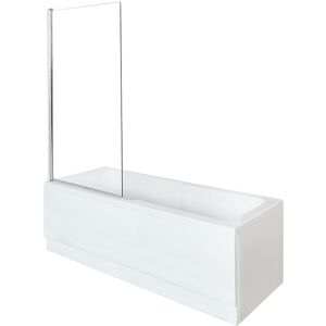 Milano - Elswick - Modern Bathroom 1700mm x 750mm Single Ended Square Shower Bath with Screen Side and End Panels - Chrome Square Screen Milano - Elswick - Modern Bathroom 1700mm x 750mm Single Ended Square Shower Bath with Screen Side and End Panels - Chrome Square Screen