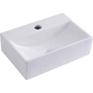 Milano - Elswick - Modern White Ceramic Rectangular Countertop or Wall Mounted Bathroom Basin Sink - 360mm x 250mm Milano - Elswick - Modern White Ceramic Rectangular Countertop or Wall Mounted Bathroom Basin Sink - 360mm x 250mm