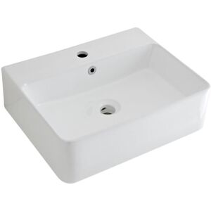 No Brand - Milano Farington - Modern 520mm x 420mm White Ceramic Rectangular Countertop Wall Mounted Hung Bathroom Basin Sink - Basin Only No Brand - Milano Farington - Modern 520mm x 420mm White Ceramic Rectangular Countertop Wall Mounted Hung Bathroom Basin Sink - Basin Only