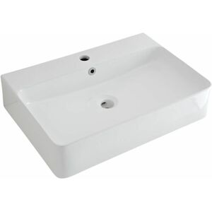 No Brand - Milano Farington - Modern 600mm x 420mm White Ceramic Rectangular Countertop Bathroom Basin Sink - Basin Only No Brand - Milano Farington - Modern 600mm x 420mm White Ceramic Rectangular Countertop Bathroom Basin Sink - Basin Only