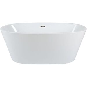 Milano Irwell Bathroom 1595mm x 740mm Double Ended Freestanding Oval Bath with Overflow and White Push Button Waste - Gunmetal Grey Overflow Milano Irwell Bathroom 1595mm x 740mm Double Ended Freestanding Oval Bath with Overflow and White Push Button Waste - Gunmetal Grey Overflow