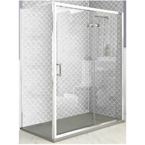 Langley - Traditional Chrome Corner Sliding Door Shower Enclosure with Light Grey Slate Effect Tray and Fast Flow Waste - 1700mm x 900mm - Milano Langley - Traditional Chrome Corner Sliding Door Shower Enclosure with Light Grey Slate Effect Tray and Fast Flow Waste - 1700mm x 900mm - Milano