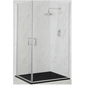 Milano Langley - Traditional Chrome Corner Walk In Wet Room Double Hinged Door Shower Enclosure with Graphite Slate Effect Tray and Fast Flow Waste - 900mm Milano Langley - Traditional Chrome Corner Walk In Wet Room Double Hinged Door Shower Enclosure with Graphite Slate Effect Tray and Fast Flow Waste - 900mm