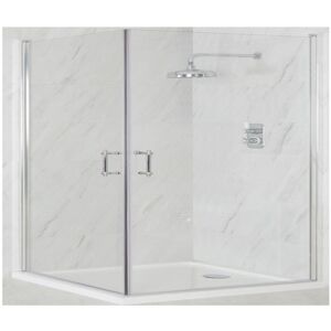 Milano Langley Chrome Corner Walk In Wet Room Hinged Door Shower Enclosure with White Tray and Fast Flow Waste - 1000mm x 900mm Milano Langley Chrome Corner Walk In Wet Room Hinged Door Shower Enclosure with White Tray and Fast Flow Waste - 1000mm x 900mm