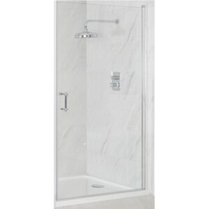 Milano Langley Chrome Walk In Wet Room Hinged Door Frameless Shower Enclosure and White Tray with Fast Flow Waste - 1600mm x 700mm Milano Langley Chrome Walk In Wet Room Hinged Door Frameless Shower Enclosure and White Tray with Fast Flow Waste - 1600mm x 700mm