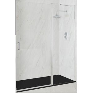 Milano Langley Chrome Wet Room Walk In Hinged Door Frameless Shower Enclosure with Graphite Slate Effect Tray and Fast Flow Waste - 1500mm x 800mm Milano Langley Chrome Wet Room Walk In Hinged Door Frameless Shower Enclosure with Graphite Slate Effect Tray and Fast Flow Waste - 1500mm x 800mm
