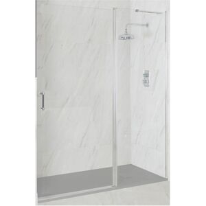 Milano Langley Chrome Wet Room Walk In Hinged Door Frameless Shower Enclosure with Light Grey Slate Effect Tray and Fast Flow Waste - 1500mm x 900mm Milano Langley Chrome Wet Room Walk In Hinged Door Frameless Shower Enclosure with Light Grey Slate Effect Tray and Fast Flow Waste - 1500mm x 900mm