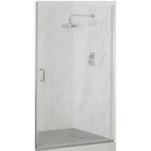 Milano Langley Chrome Wet Room Walk In Hinged Door Frameless Shower Enclosure with Light Grey Slate Effect Tray and Fast Flow Waste - 800mm x 1600mm Milano Langley Chrome Wet Room Walk In Hinged Door Frameless Shower Enclosure with Light Grey Slate Effect Tray and Fast Flow Waste - 800mm x 1600mm