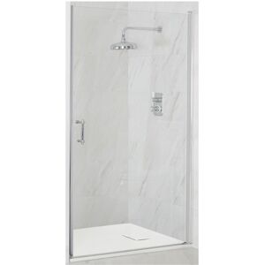 Milano Langley Chrome Wet Room Walk In Hinged Door Frameless Shower Enclosure with White Slate Effect Tray and Fast Flow Waste - 800mm x 1400mm Milano Langley Chrome Wet Room Walk In Hinged Door Frameless Shower Enclosure with White Slate Effect Tray and Fast Flow Waste - 800mm x 1400mm