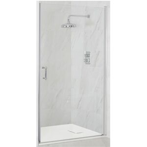 Milano Langley Chrome Wet Room Walk In Hinged Door Frameless Shower Enclosure with White Slate Effect Tray and Fast Flow Waste - 800mm x 1500mm Milano Langley Chrome Wet Room Walk In Hinged Door Frameless Shower Enclosure with White Slate Effect Tray and Fast Flow Waste - 800mm x 1500mm