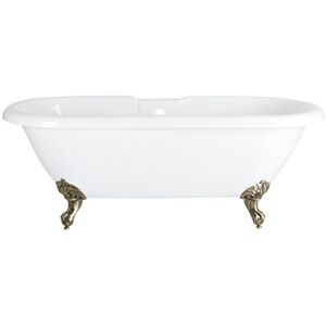 HUDSON REED Milano Legend White 1780mm x 825mm Bathroom Freestanding Double Ended Roll Top Bath with Feet - Brushed Gold Ball & Claw Feet HUDSON REED Milano Legend White 1780mm x 825mm Bathroom Freestanding Double Ended Roll Top Bath with Feet - Brushed Gold Ball & Claw Feet