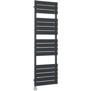 Milano Lustro Electric Anthracite Flat Panel Heated Towel Rail Radiator with Thermostatic Heating Element - 1500mm x 450mm Milano Lustro Electric Anthracite Flat Panel Heated Towel Rail Radiator with Thermostatic Heating Element - 1500mm x 450mm