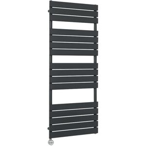 Milano - Lustro Electric - Modern Anthracite Flat Panel Heated Towel Rail Radiator with WiFi Thermostatic Heating Element - 1500mm x 600mm Milano - Lustro Electric - Modern Anthracite Flat Panel Heated Towel Rail Radiator with WiFi Thermostatic Heating Element - 1500mm x 600mm