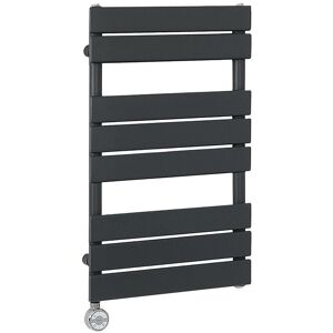 Lustro Electric - Modern Anthracite Flat Panel Heated Towel Rail Radiator with Thermostatic Heating Element - 825mm x 450mm - Milano Lustro Electric - Modern Anthracite Flat Panel Heated Towel Rail Radiator with Thermostatic Heating Element - 825mm x 450mm - Milano