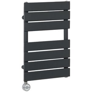 Lustro Electric - Modern Anthracite Flat Panel Heated Towel Rail Radiator with Thermostatic Heating Element - 600mm x 400mm - Milano Lustro Electric - Modern Anthracite Flat Panel Heated Towel Rail Radiator with Thermostatic Heating Element - 600mm x 400mm - Milano