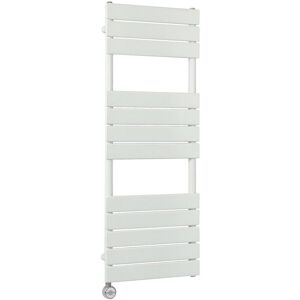 Milano - Lustro Electric - Modern White Flat Panel Heated Towel Rail Radiator with Thermostatic Heating Element - 1200mm x 450mm Milano - Lustro Electric - Modern White Flat Panel Heated Towel Rail Radiator with Thermostatic Heating Element - 1200mm x 450mm