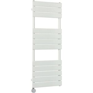 Milano - Lustro Electric - Modern White Flat Panel Heated Towel Rail Radiator with Thermostatic Heating Element - 1200mm x 450mm Milano - Lustro Electric - Modern White Flat Panel Heated Towel Rail Radiator with Thermostatic Heating Element - 1200mm x 450mm