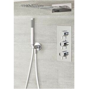 Milano - Mirage - Modern 3 Outlet Triple Diverter Thermostatic Mixer Shower Valve with 200mm x 500mm Wall Mounted Rainfall and Waterblade Shower Head Milano - Mirage - Modern 3 Outlet Triple Diverter Thermostatic Mixer Shower Valve with 200mm x 500mm Wall Mounted Rainfall and Waterblade Shower Head