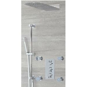 Milano - Mirage - Modern 3 Outlet Triple Diverter Thermostatic Mixer Shower Valve Wall Mounted 200mm x 500mm Fixed Thin Rainfall Shower Head Hand Milano - Mirage - Modern 3 Outlet Triple Diverter Thermostatic Mixer Shower Valve Wall Mounted 200mm x 500mm Fixed Thin Rainfall Shower Head Hand