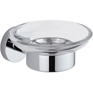 Hudson Reed - Milano Mirage - Modern Round Wall Mounted Bathroom Glass Soap Dish with Chrome Holder Hudson Reed - Milano Mirage - Modern Round Wall Mounted Bathroom Glass Soap Dish with Chrome Holder