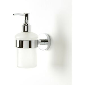 Hudson Reed - Milano Mirage - Modern Round Wall Mounted Bathroom Glass Soap Dispenser with Chrome Holder Hudson Reed - Milano Mirage - Modern Round Wall Mounted Bathroom Glass Soap Dispenser with Chrome Holder