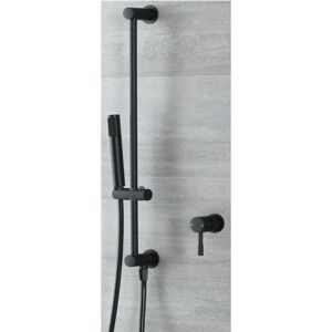 Nero - Modern 1 Outlet Manual Mixer Shower Valve with Hand Shower Handset Slide Riser Rail Kit - Black - Milano Nero - Modern 1 Outlet Manual Mixer Shower Valve with Hand Shower Handset Slide Riser Rail Kit - Black - Milano