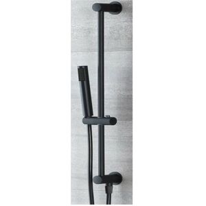 Milano - Nero - Modern Hand Shower Handset with Hose Outlet Elbow and Slide Riser Rail Kit - Black Milano - Nero - Modern Hand Shower Handset with Hose Outlet Elbow and Slide Riser Rail Kit - Black