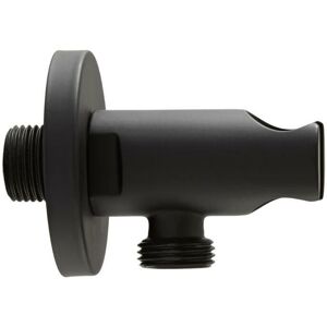 Milano - Nero - Modern Round Hand Shower Handset Outlet Elbow and Bracket - Black Milano - Nero - Modern Round Hand Shower Handset Outlet Elbow and Bracket - Black