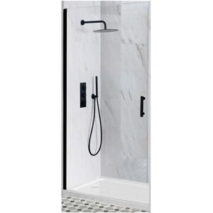 Nero - Black Walk In Wet Room Hinged Door Shower Enclosure and White Tray with Fast Flow Waste - 1000mm x 700mm - Milano Nero - Black Walk In Wet Room Hinged Door Shower Enclosure and White Tray with Fast Flow Waste - 1000mm x 700mm - Milano