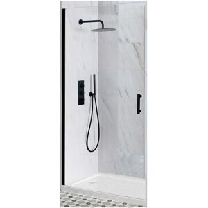 Nero - Black Walk In Wet Room Hinged Door Shower Enclosure and White Tray with Fast Flow Waste - 1500mm x 700mm - Milano Nero - Black Walk In Wet Room Hinged Door Shower Enclosure and White Tray with Fast Flow Waste - 1500mm x 700mm - Milano