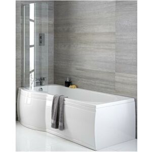 Milano Newby - White Modern Left Hand Curved P Shape Bathroom Shower Bath with Screen - 1675mm x 850mm Milano Newby - White Modern Left Hand Curved P Shape Bathroom Shower Bath with Screen - 1675mm x 850mm