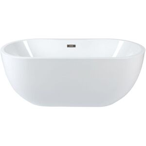 Milano Overton - Modern Bathroom 1800mm x 750mm Double Ended Freestanding Oval Bath with Overflow and White Push Button Waste - Oil Rubbed Bronze Overflow Milano Overton - Modern Bathroom 1800mm x 750mm Double Ended Freestanding Oval Bath with Overflow and White Push Button Waste - Oil Rubbed Bronze Overflow
