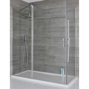 Portland - Chrome Corner Walk In Wet Room Hinged Door Shower Enclosure with White Tray and Fast Flow Waste - 1400mm x 900mm - Milano Portland - Chrome Corner Walk In Wet Room Hinged Door Shower Enclosure with White Tray and Fast Flow Waste - 1400mm x 900mm - Milano