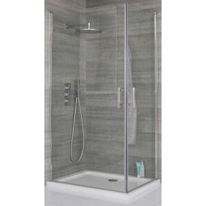 Portland - Chrome Corner Walk In Wet Room Hinged Door Shower Enclosure with White Tray and Fast Flow Waste - 1000mm x 760mm - Milano Portland - Chrome Corner Walk In Wet Room Hinged Door Shower Enclosure with White Tray and Fast Flow Waste - 1000mm x 760mm - Milano