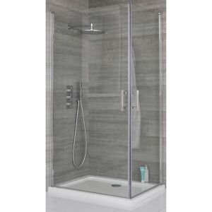 Milano Portland Chrome Corner Walk In Wet Room Hinged Door Shower Enclosure with White Tray and Fast Flow Waste - 1000mm x 700mm Milano Portland Chrome Corner Walk In Wet Room Hinged Door Shower Enclosure with White Tray and Fast Flow Waste - 1000mm x 700mm