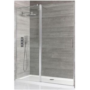 Portland - Chrome Walk In Wet Room Hinged Door Shower Enclosure and White Tray with Fast Flow Waste - 1700mm x 800mm - Milano Portland - Chrome Walk In Wet Room Hinged Door Shower Enclosure and White Tray with Fast Flow Waste - 1700mm x 800mm - Milano