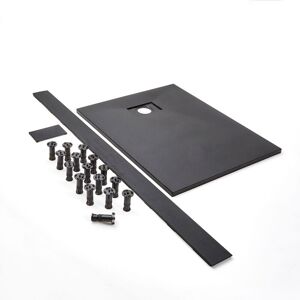 Milano - Rasa - 800mm x 800mm Graphite Textured Slate Effect Square Shower Tray and Fast Flow Waste - With Recessed Riser Kit Milano - Rasa - 800mm x 800mm Graphite Textured Slate Effect Square Shower Tray and Fast Flow Waste - With Recessed Riser Kit