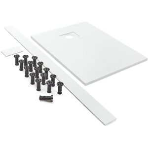 Milano - Rasa - 900mm x 800mm White Textured Slate Effect Rectangular Shower Tray and Fast Flow Waste - With Recessed Riser Kit Milano - Rasa - 900mm x 800mm White Textured Slate Effect Rectangular Shower Tray and Fast Flow Waste - With Recessed Riser Kit