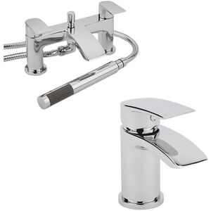 No Brand - Milano Razor - Modern Bathroom Mono Basin Mixer Tap and Bath Tap with Hand Shower Handset Kit – Chrome No Brand - Milano Razor - Modern Bathroom Mono Basin Mixer Tap and Bath Tap with Hand Shower Handset Kit – Chrome