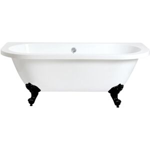 Milano - Richmond - White 1685mm x 780mm Traditional Bathroom Double Ended Freestanding Roll Top Bath with Feet - Black Ball & Claw Feet Milano - Richmond - White 1685mm x 780mm Traditional Bathroom Double Ended Freestanding Roll Top Bath with Feet - Black Ball & Claw Feet