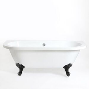 Milano - Richmond - White 1730mm x 780mm Traditional Bathroom Freestanding Roll Top Bath with Feet - Black Ball & Claw Feet Milano - Richmond - White 1730mm x 780mm Traditional Bathroom Freestanding Roll Top Bath with Feet - Black Ball & Claw Feet